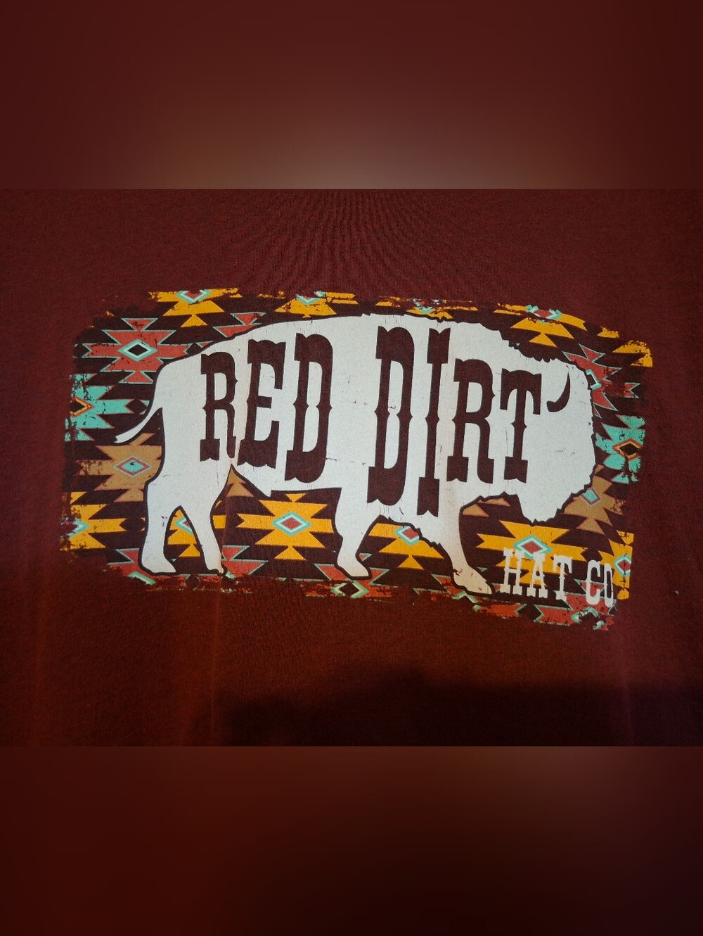 Red Dirt Short Sleeve Tee - Maroon with Buffalo Graphic